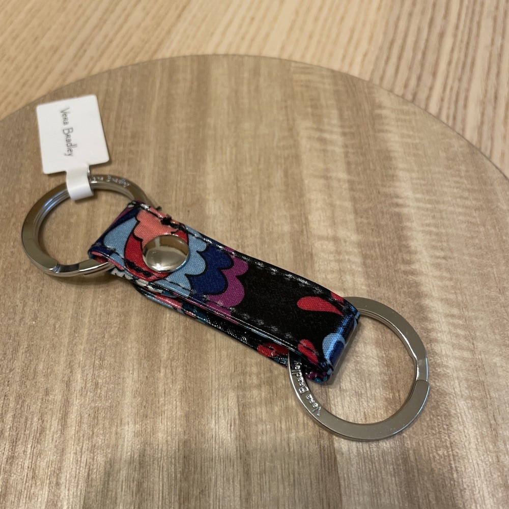 Vera Bradley Loop Keychain NWT Multicolor Blue Pink Fuchsia Red Snap Key Ring